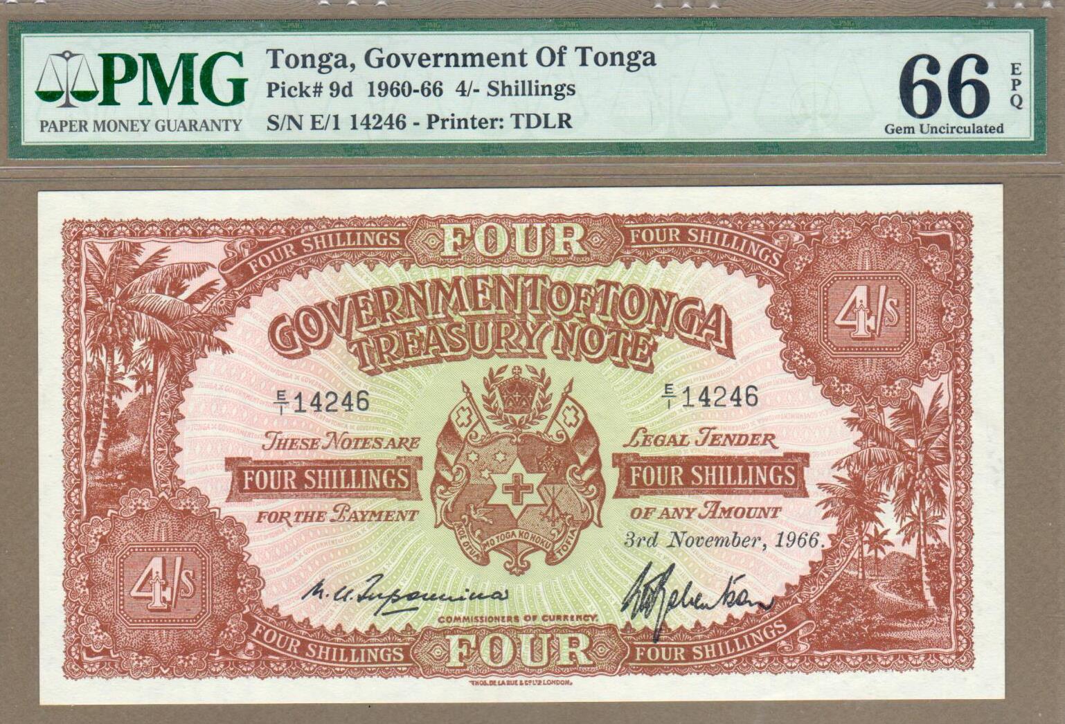 Tonga: P-9e (4 Shillings Banknote)